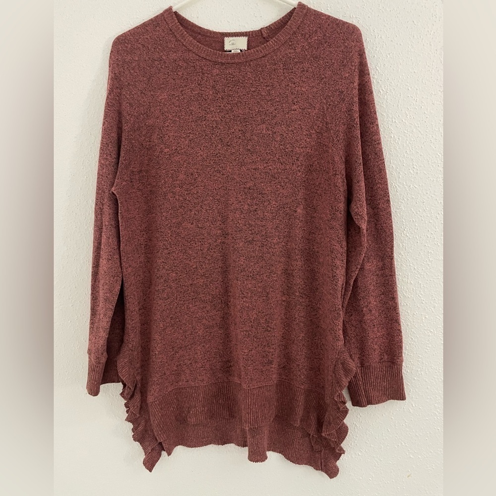 Anthropologie Postmark Ruffle Hem Pullover Sweater